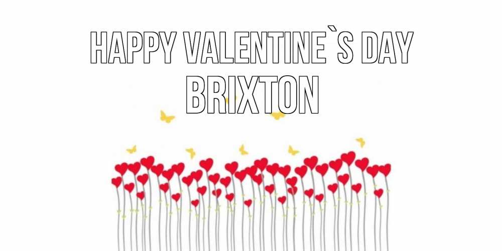 Greetings card с именем, Brixton Happy Valentine`s Day шары много на палочках Greetings with text for free download 